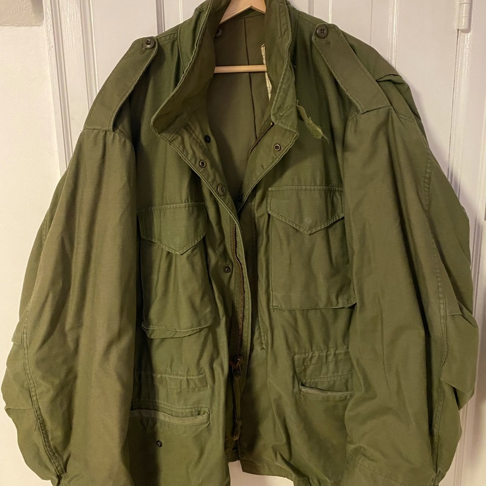 Mens Surplus Style Field Coat in Army Green Canvas